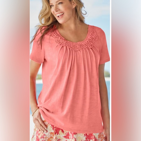 Woman Within Crochet-Trim Knit Top Size Woman Within M (14/16) - Picture 15 of 16